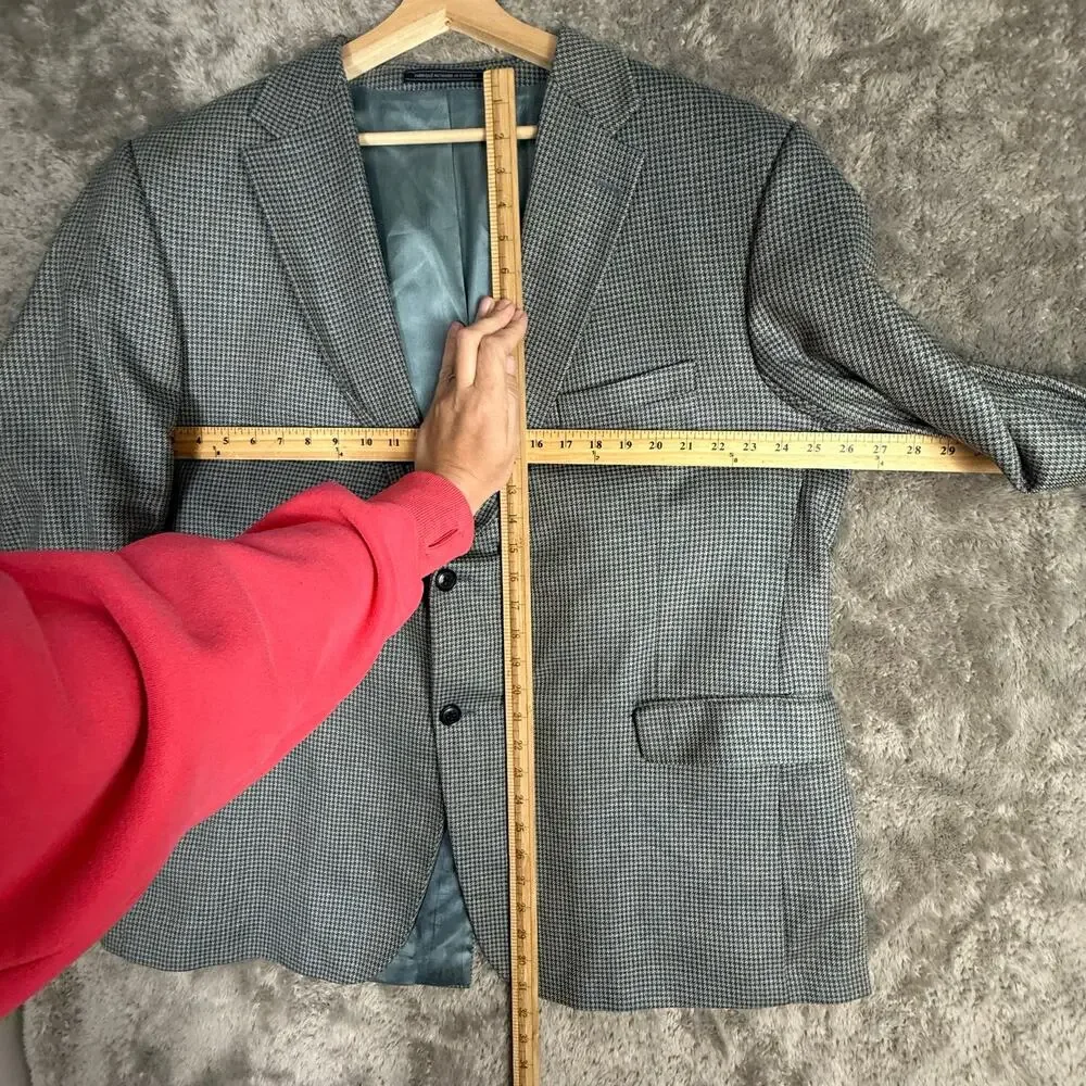 S Cohen Prestige Wool Silk Houndstooth Blazer Jacket Sport Coat 48R 48